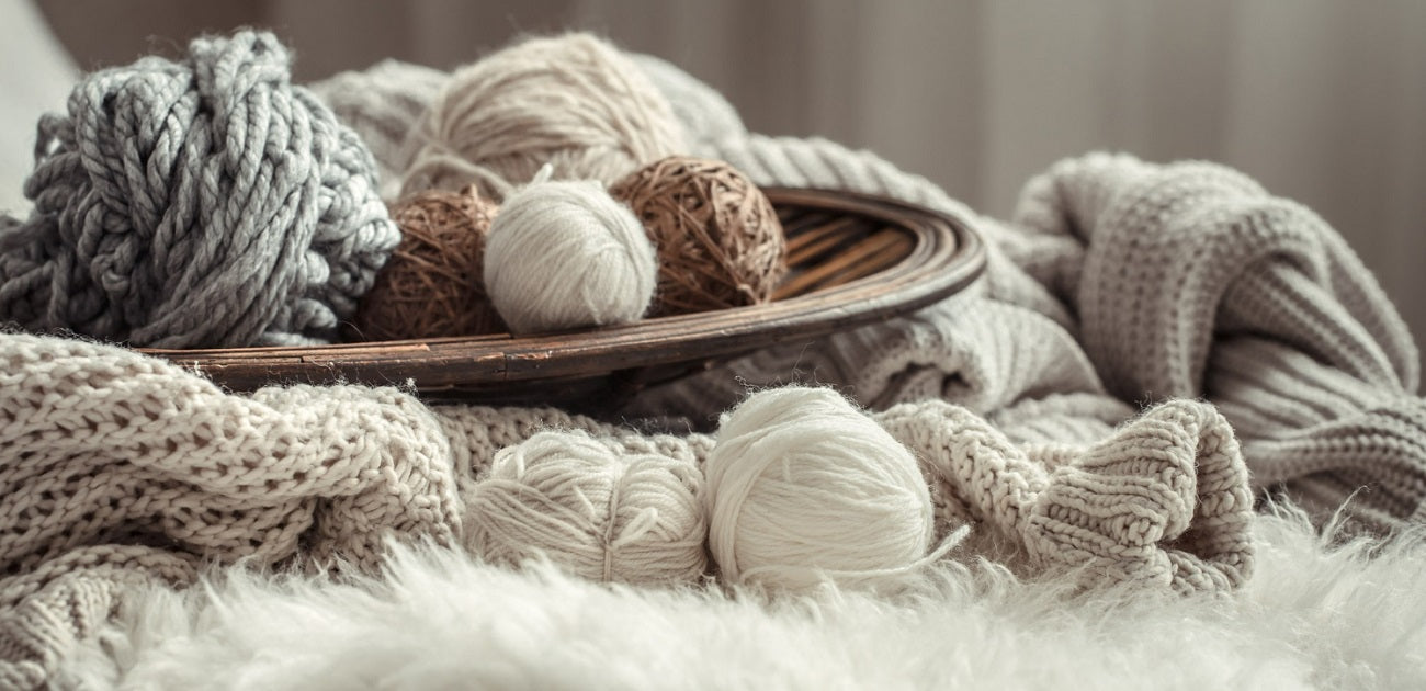 Wellbeing benefits to take up knitting. Wool yarn from Iceland