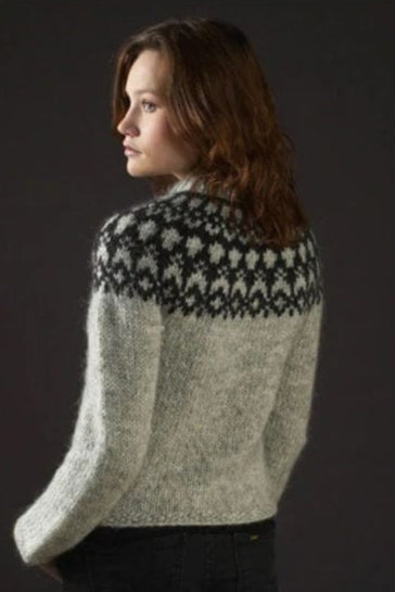 Héla - Grey Wool cardigan with zipper - Knitting kit - The Icelandic Store