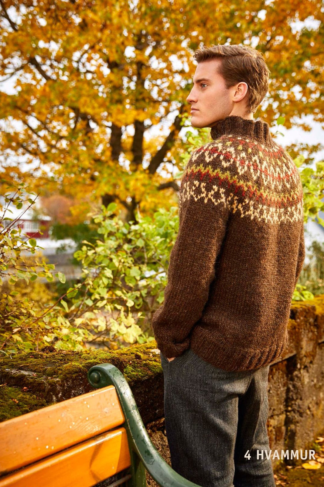 Hvammur Brown Mens Icelandic wool sweater - Knitting kit - The Icelandic Store