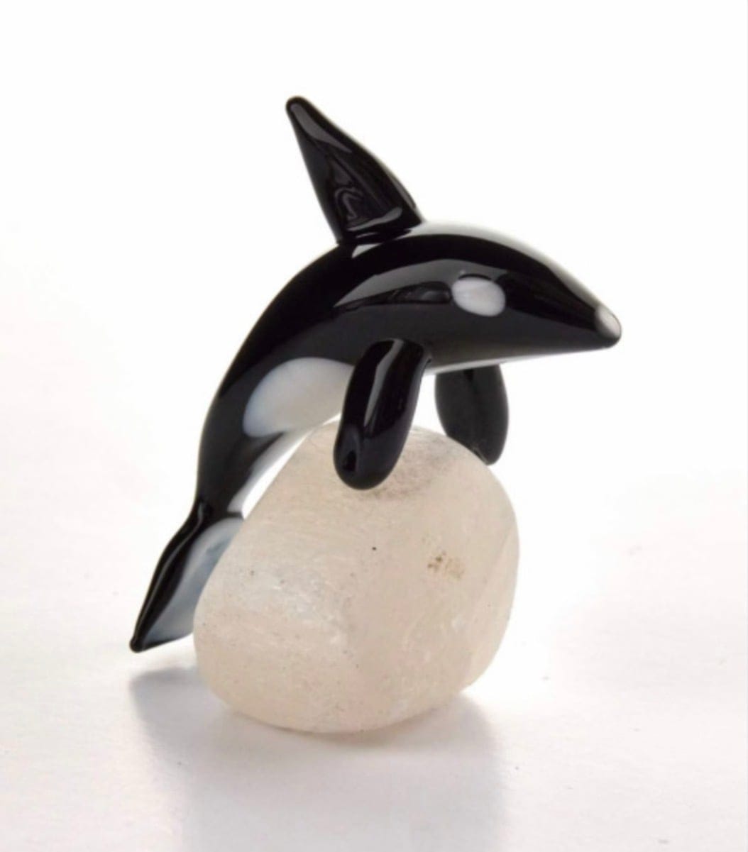 Glass Orca Figurine