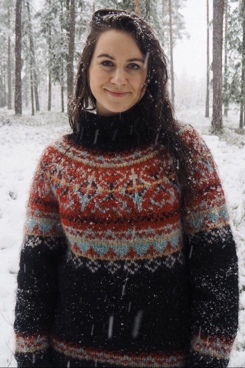 Alasuq Light Ash Heather and Golden Heather Wool Sweater - Alafosslopi Knitting Kit - The Icelandic Store