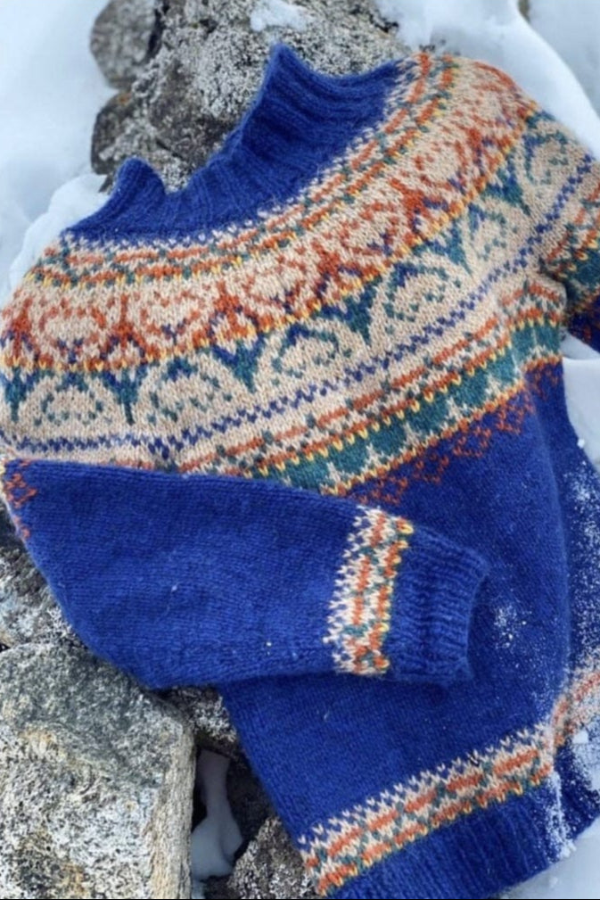 Alasuq Light Ash Heather and Golden Heather Wool Sweater - Alafosslopi Knitting Kit - The Icelandic Store