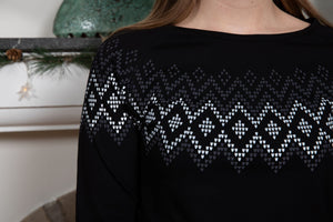 Arna Long-Sleeve T-Shirt wool sweater pattern - Black