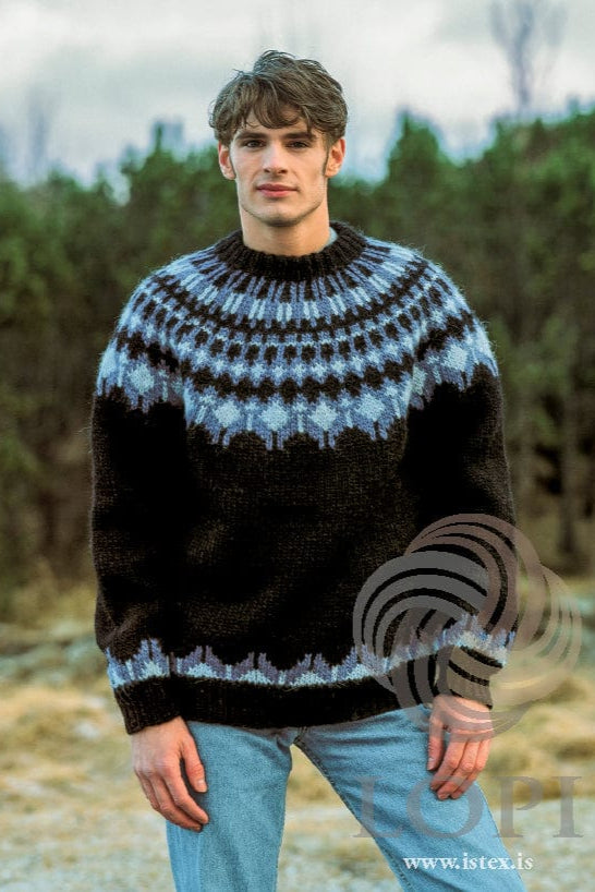 Árvakur - Black Icelandic sweater - Knitting Kit - The Icelandic Store