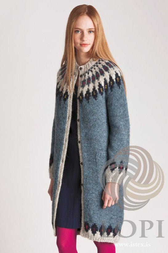 Astrid - Long Wool Cardigan Sweater Knitting Kit - The Icelandic Store