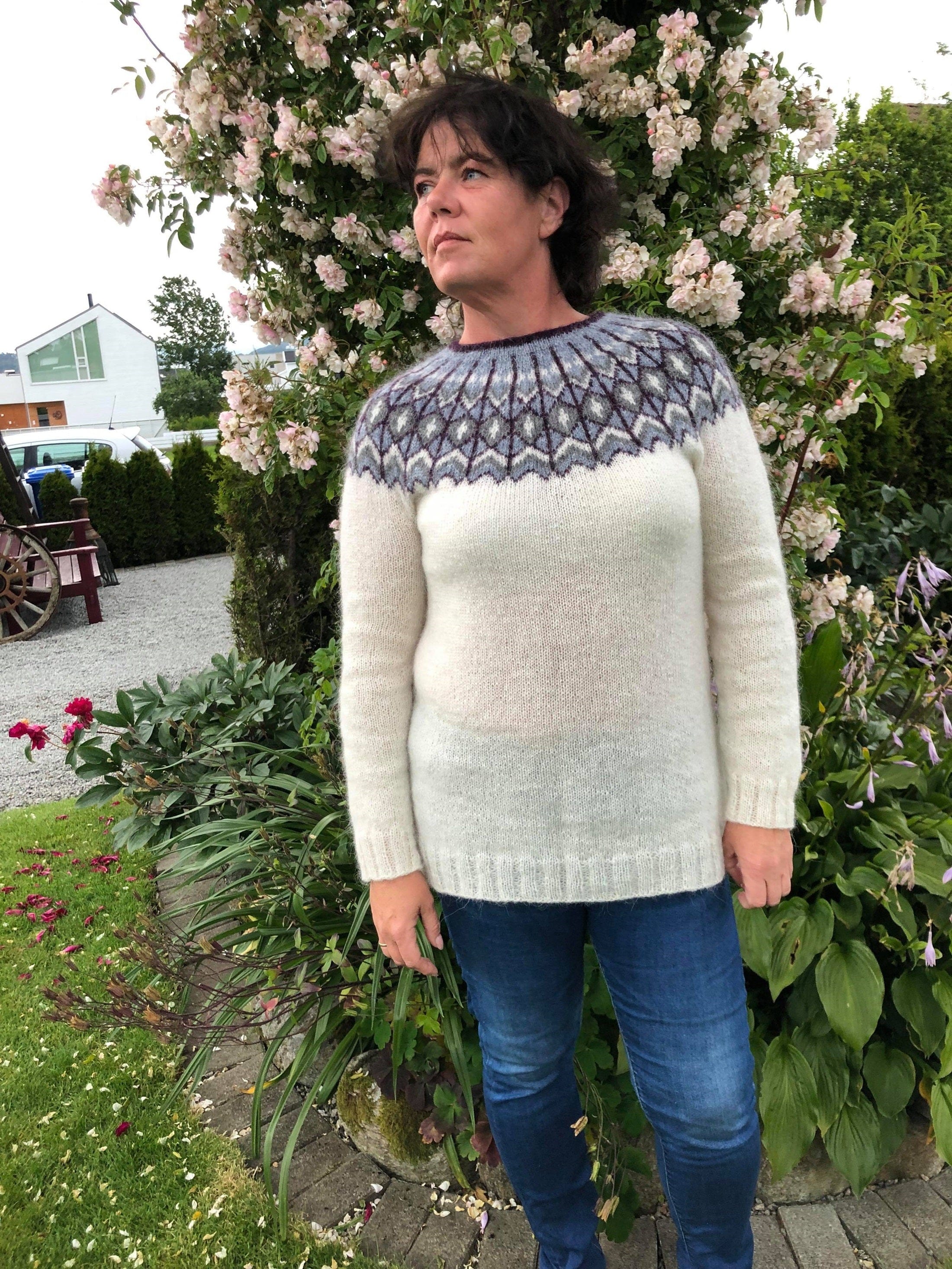 Athena - White Sweater Knitting Kit - The Icelandic Store