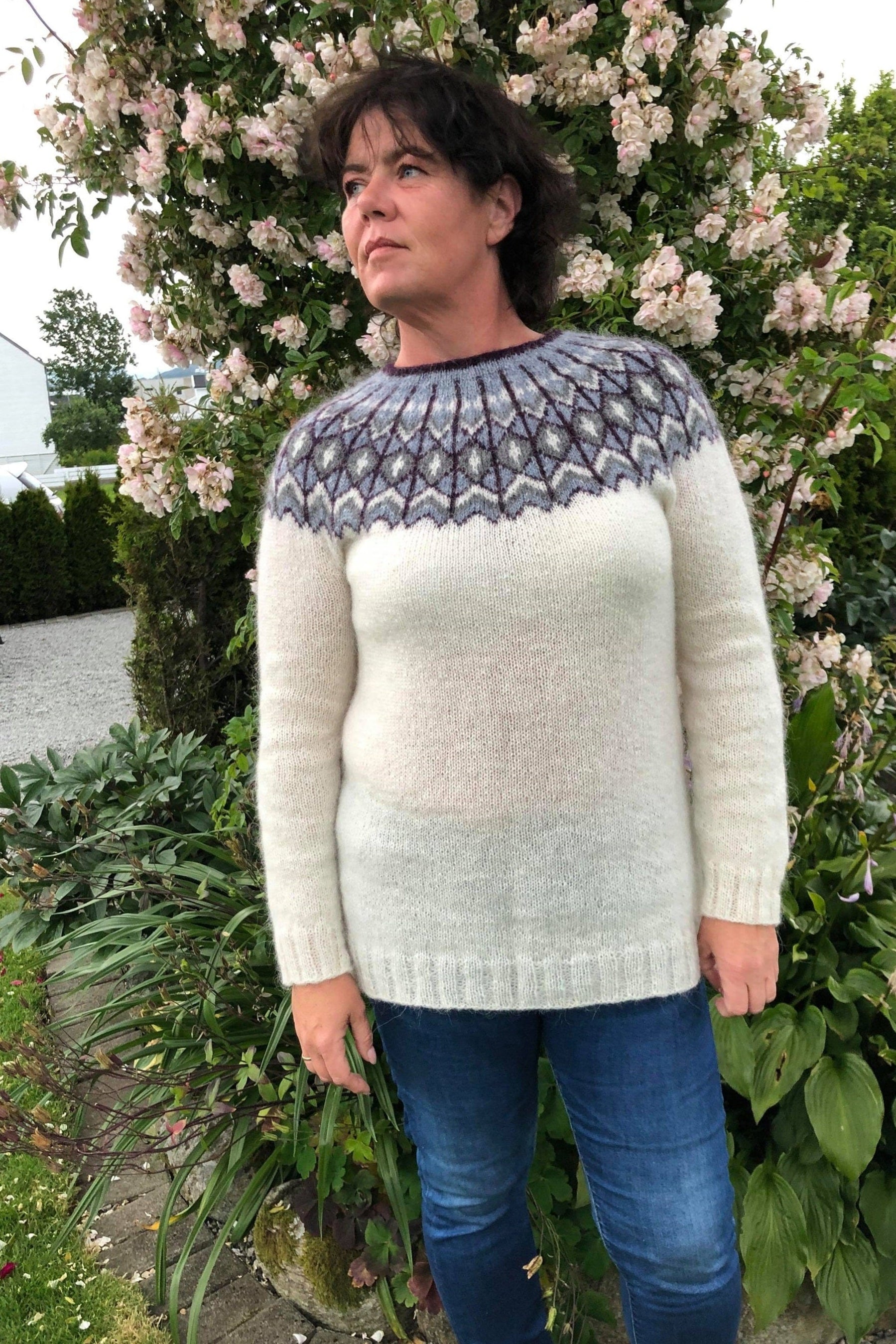 Athena - White Sweater Knitting Kit - The Icelandic Store