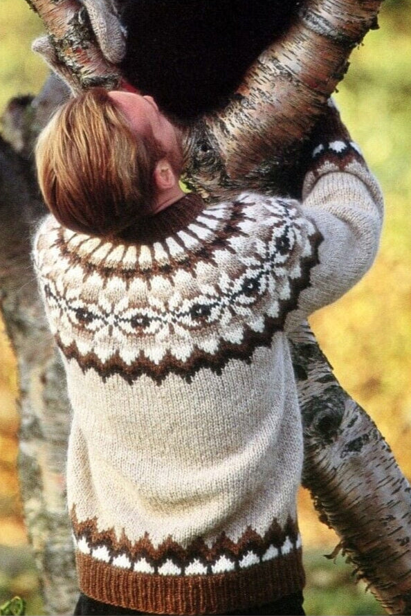 Auðunn - Beige Icelandic wool sweater - Knitting Kit - The Icelandic Store