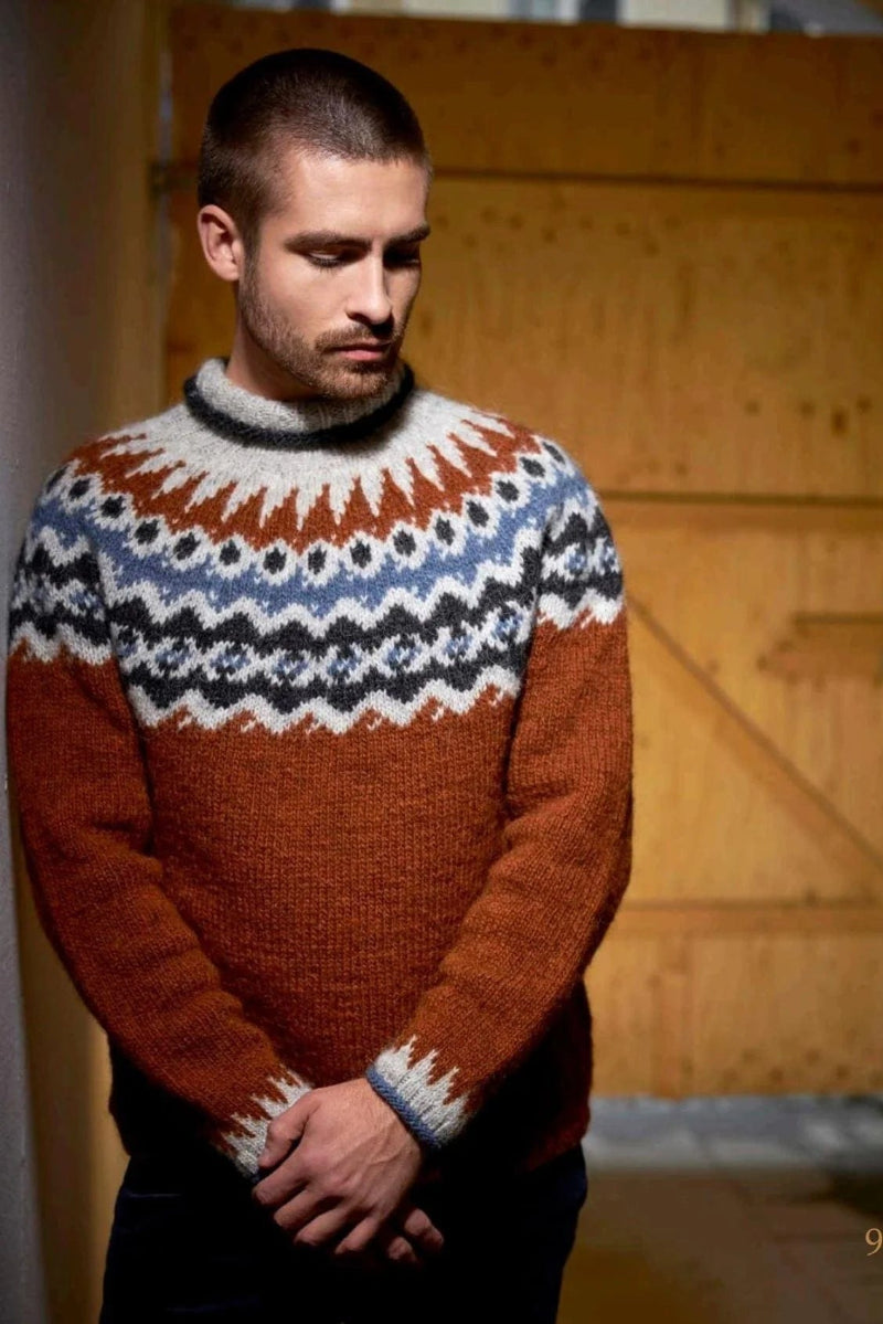 Brown Rust wool Sweater - Knitting Kit - The Icelandic Store