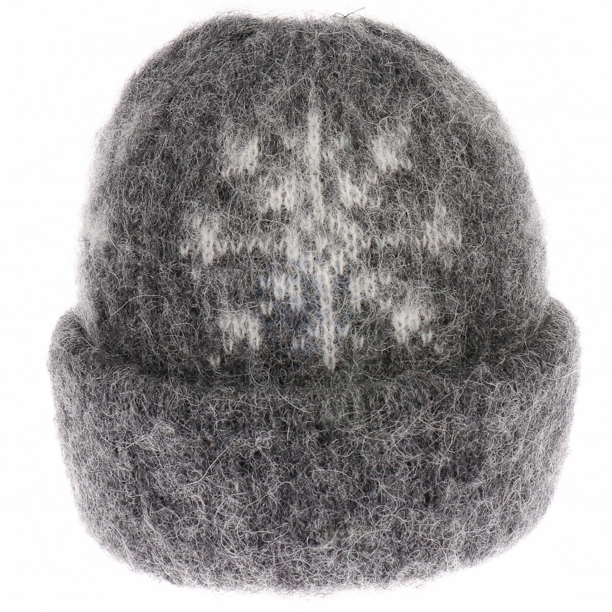 Brushed Wool Scarf  - Dark Grey / Snowflakes - The Icelandic Store