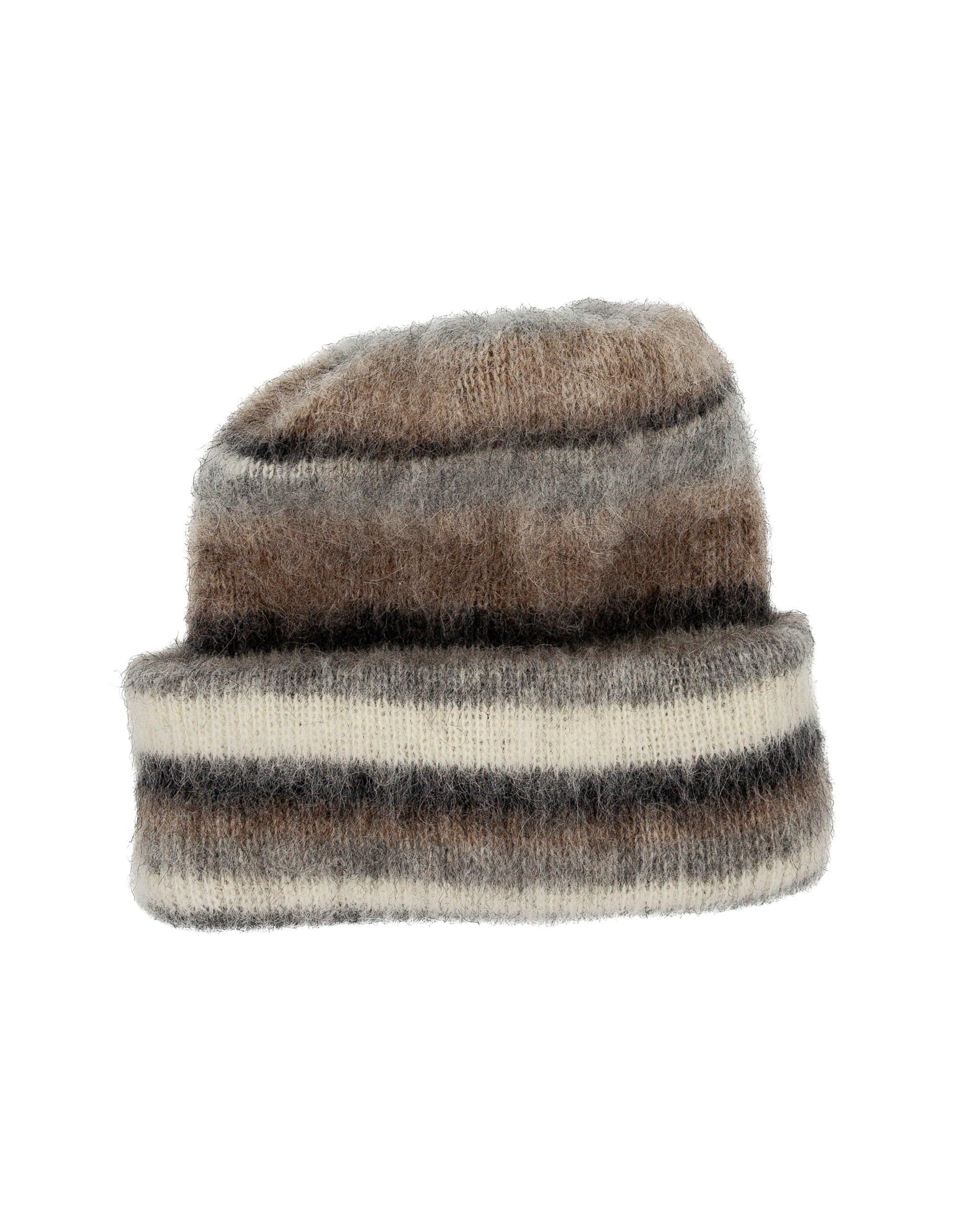 Pack of 4 Fluffy Striped Beige Wool Mittens, scarf, hat & headband - The Icelandic Store