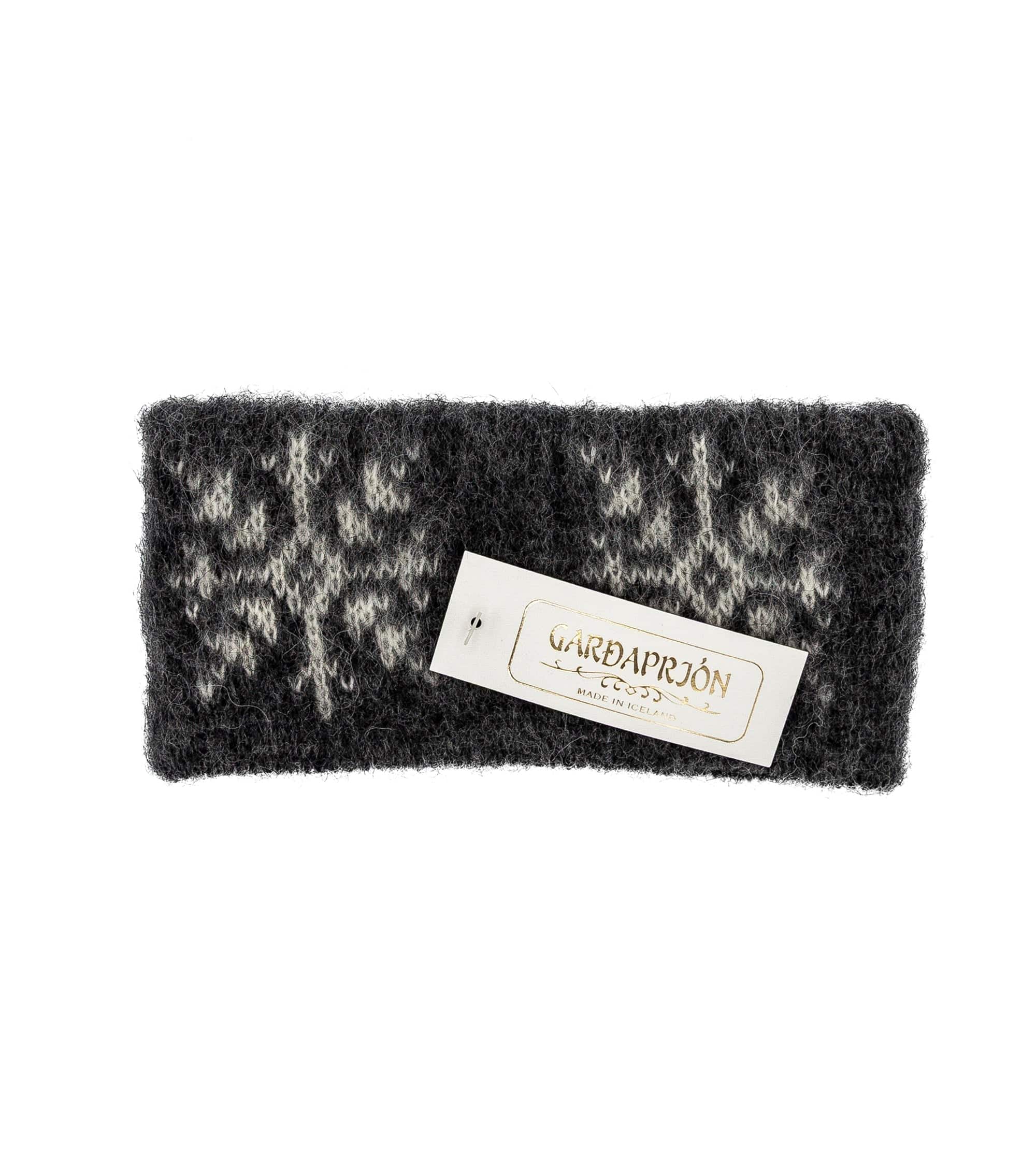 Brushed Wool Headband - Dark grey / light grey Star - The Icelandic Store