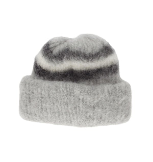Brushed Wool Hat - Light Grey / White / Black