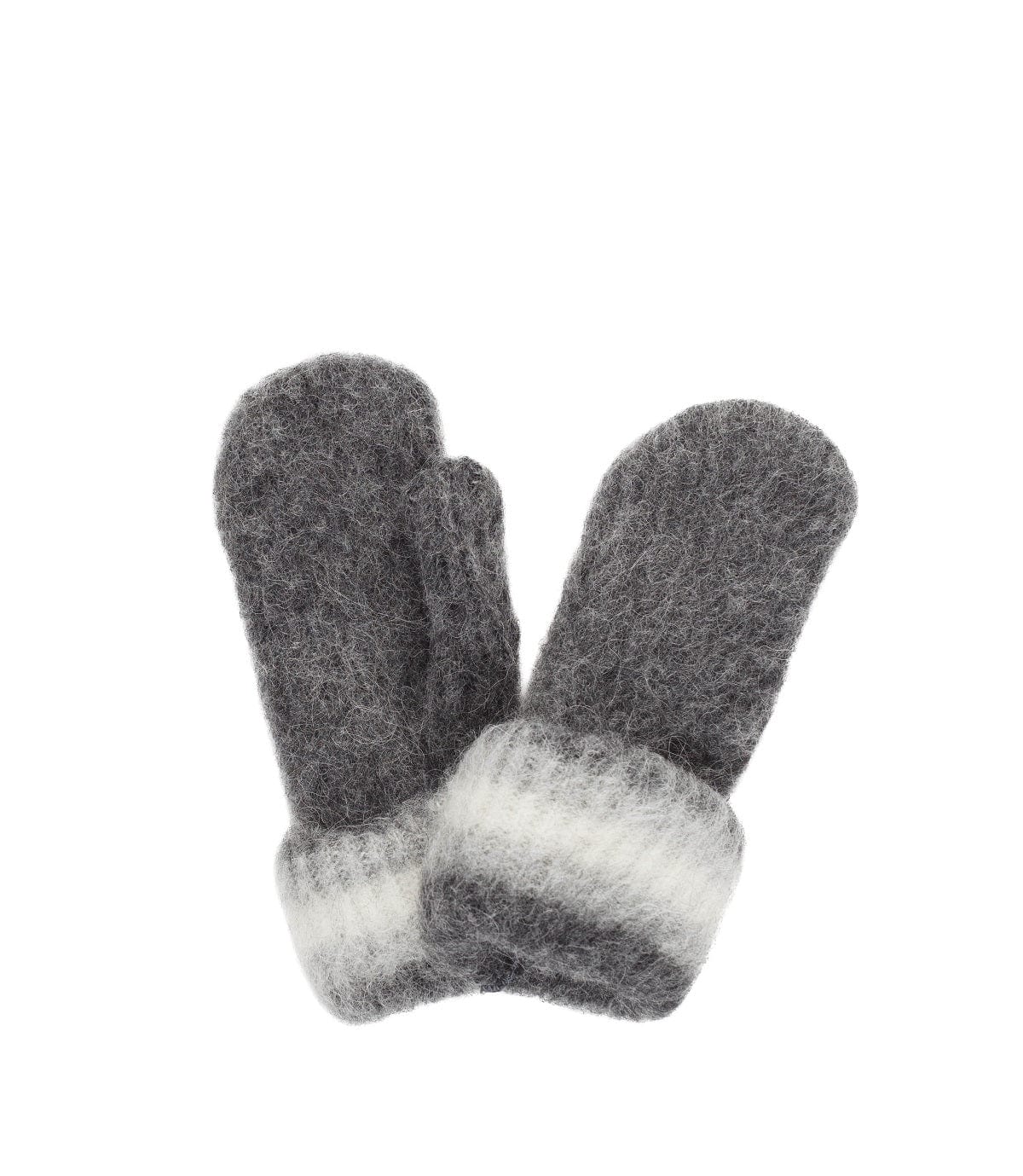 Brushed Wool Mittens - Dark Grey and White - The Icelandic Store