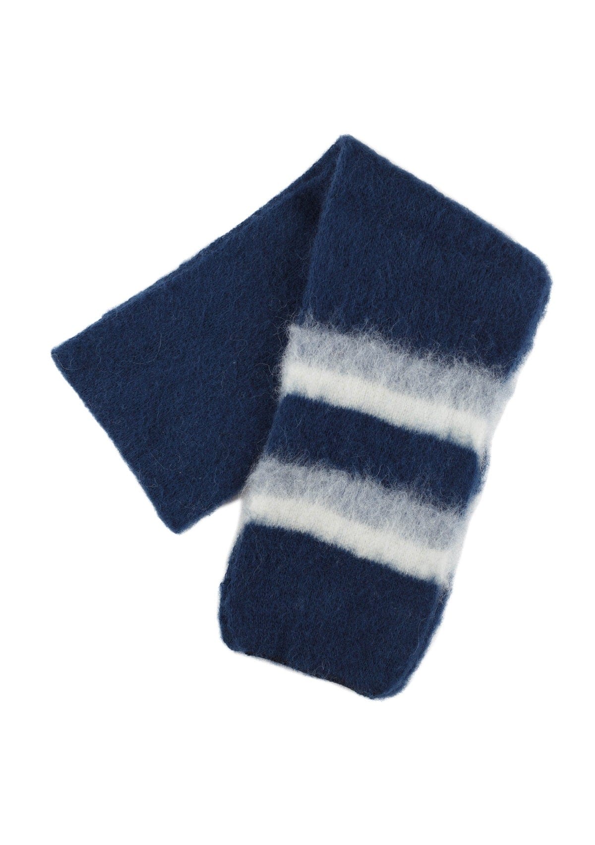 Brushed Wool - Navy Blue with white and grey stripes - The Icelandic Store