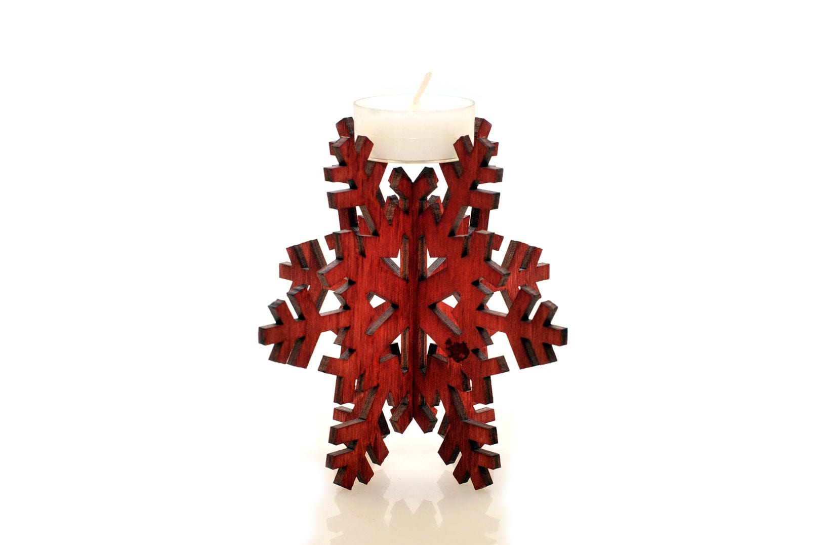Christmas Snowflake Plywood Candle Holder Laser Cut - The Icelandic Store