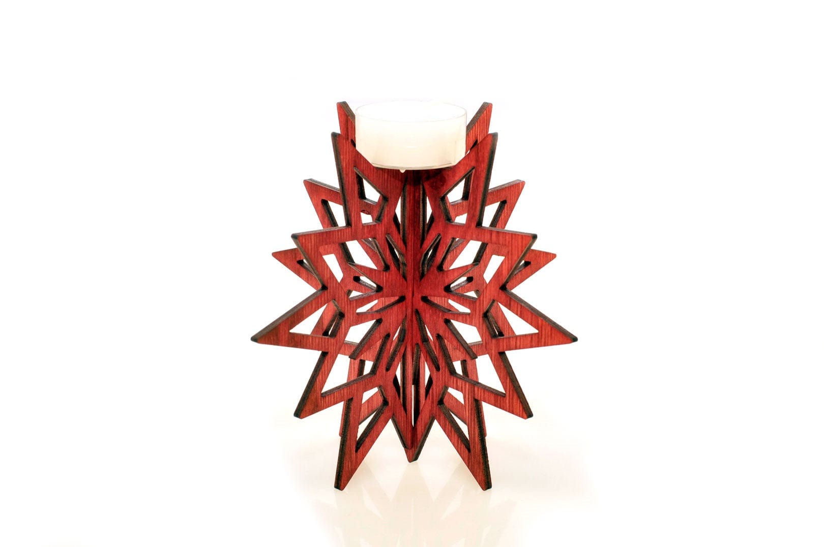 Christmas Star Plywood Candle Holder Laser Cut - The Icelandic Store