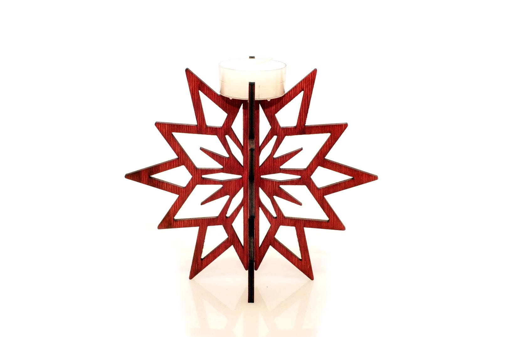 Christmas Star Plywood Candle Holder Laser Cut - The Icelandic Store