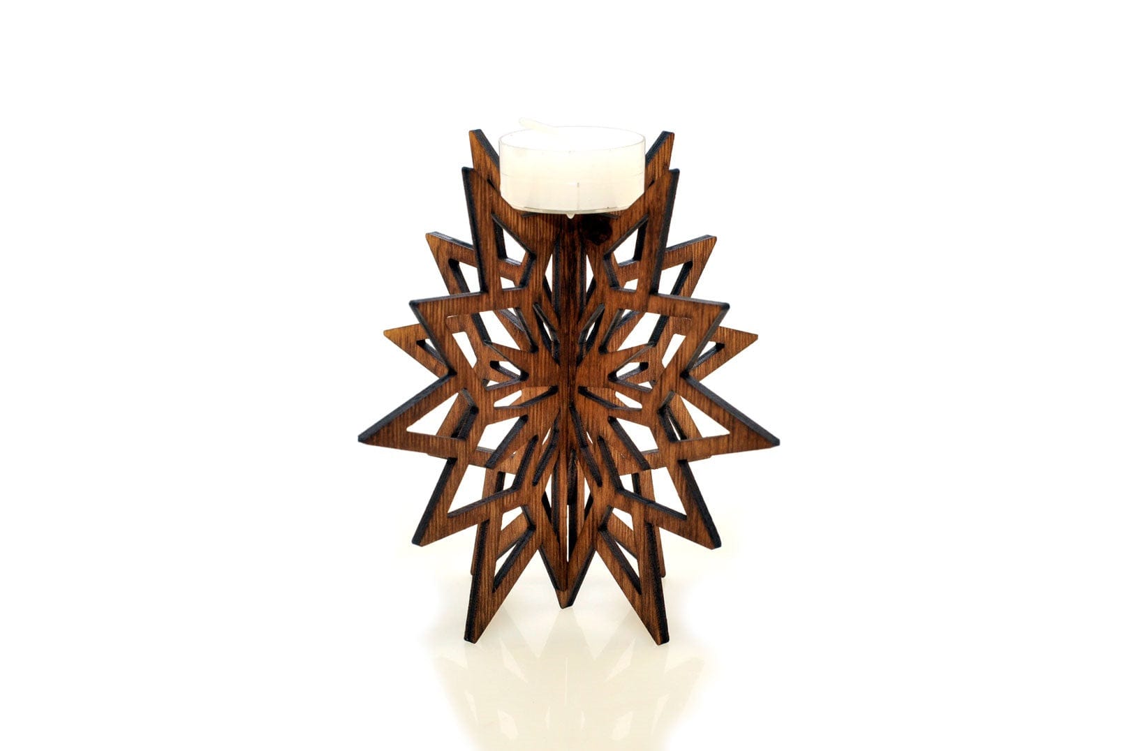 Christmas Star Plywood Candle Holder Laser Cut - The Icelandic Store