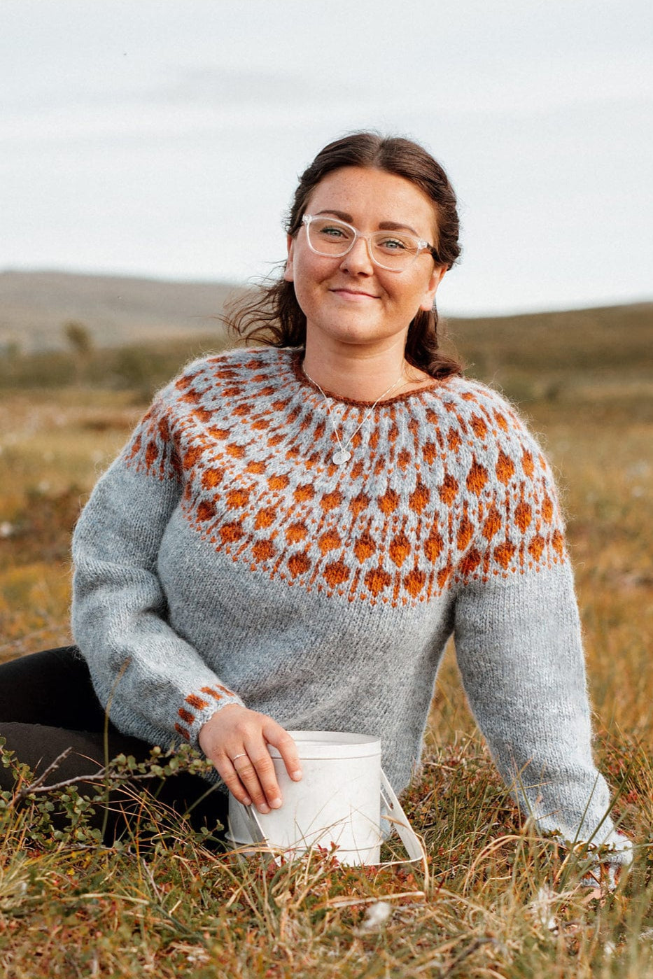 Cloudberry Light Blue Lettlopi Wool Sweater - Knitting kit - The Icelandic Store