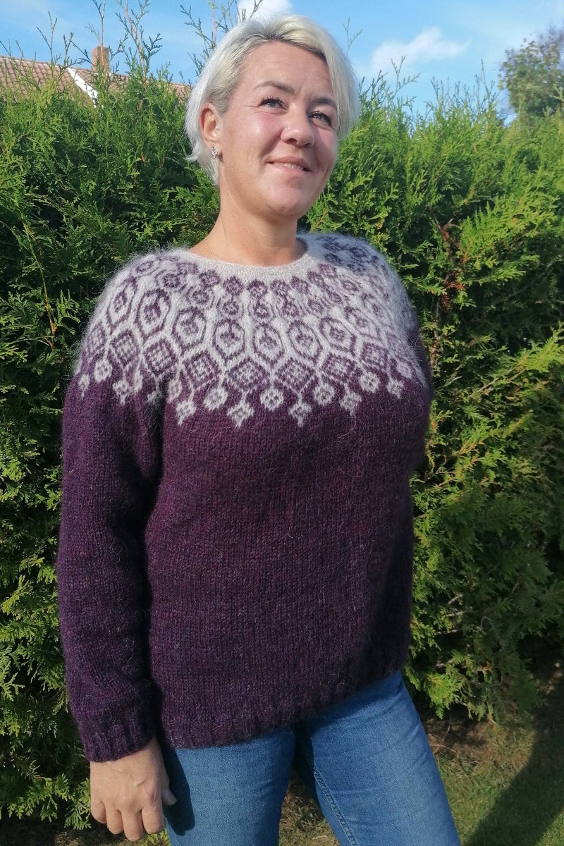 Elina - Dark Plum Sweater Knitting Kit - The Icelandic Store