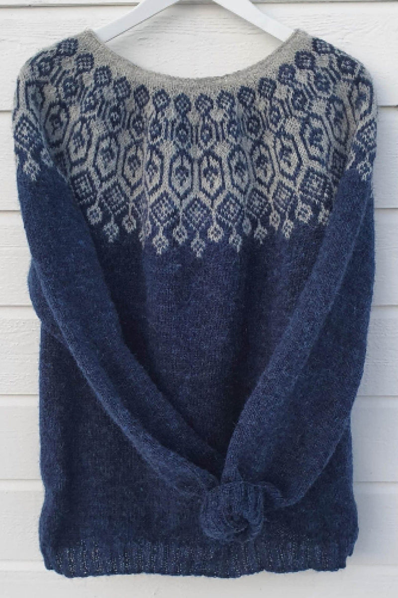 Elina - Winter Blue Sweater Knitting Kit - The Icelandic Store