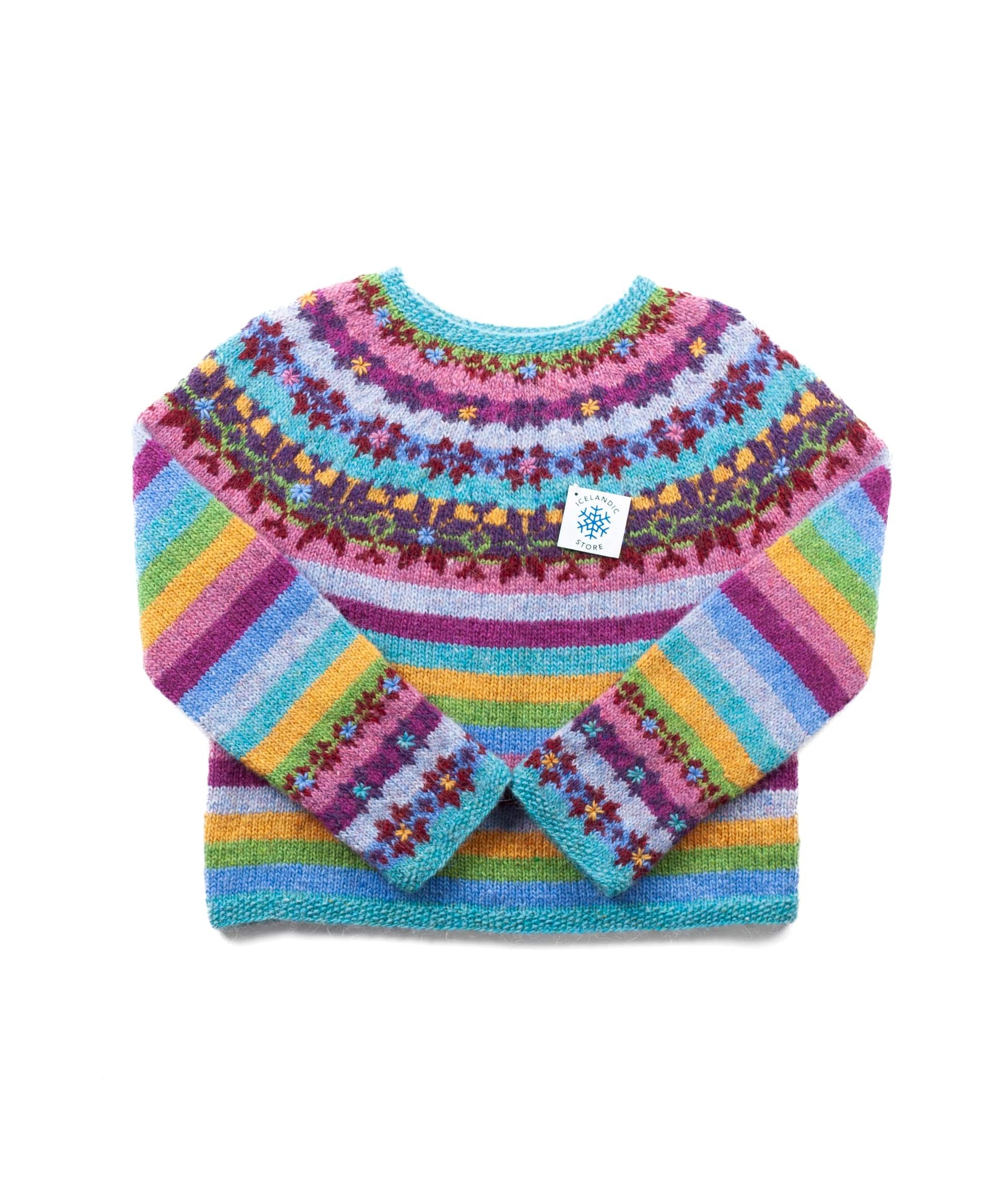 Fjör colorful wool sweater - Knitting Kit - The Icelandic Store