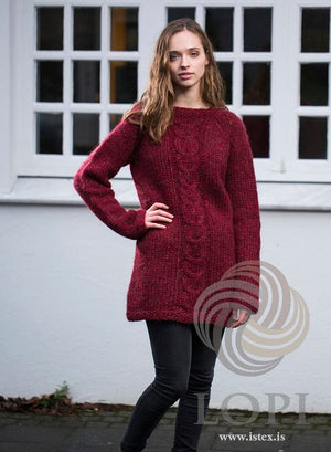 Flétta Dark Red Long Sweater - Knitting Kit