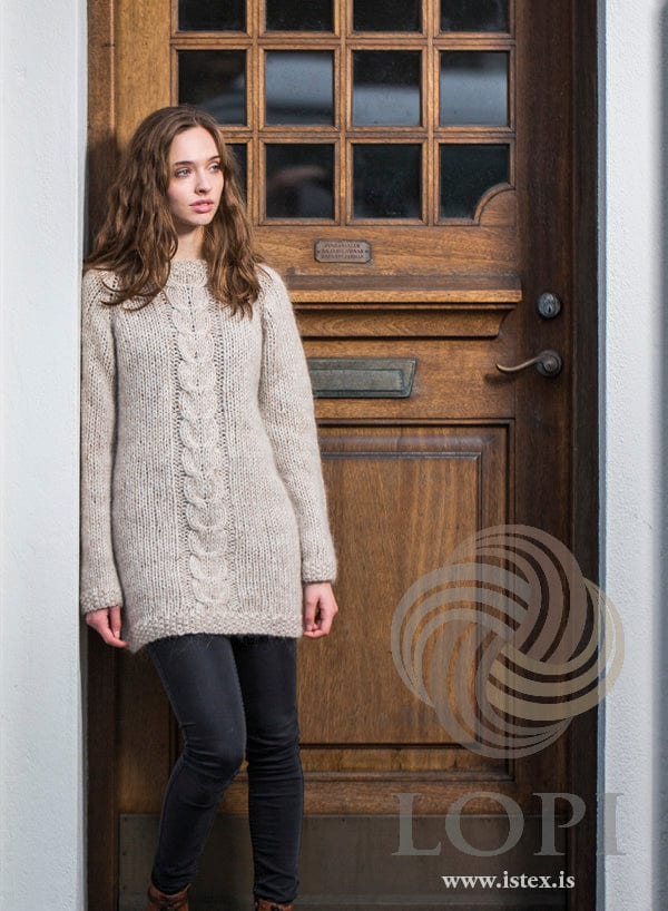 Flétta Oatmeal Heather Long Sweater - Knitting Kit - The Icelandic Store