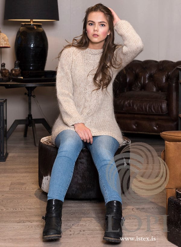 Flétta Oatmeal Heather Long Sweater - Knitting Kit - The Icelandic Store