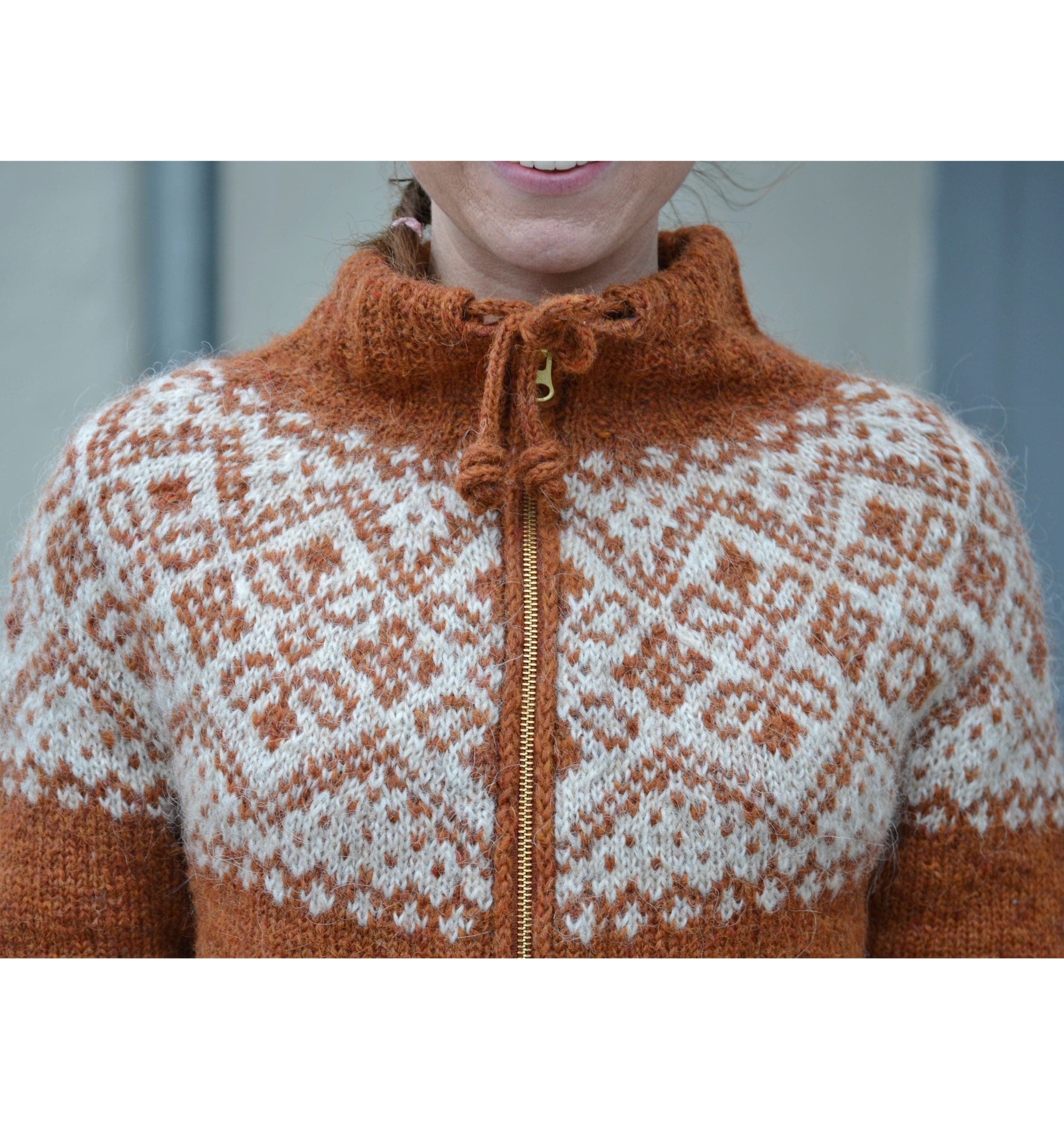 Freckleface Dark Amber unisex cardigan Knitting Kit - The Icelandic Store