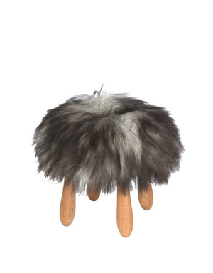 Fuzzy - Icelandic Grey sheepskin wool fur stool