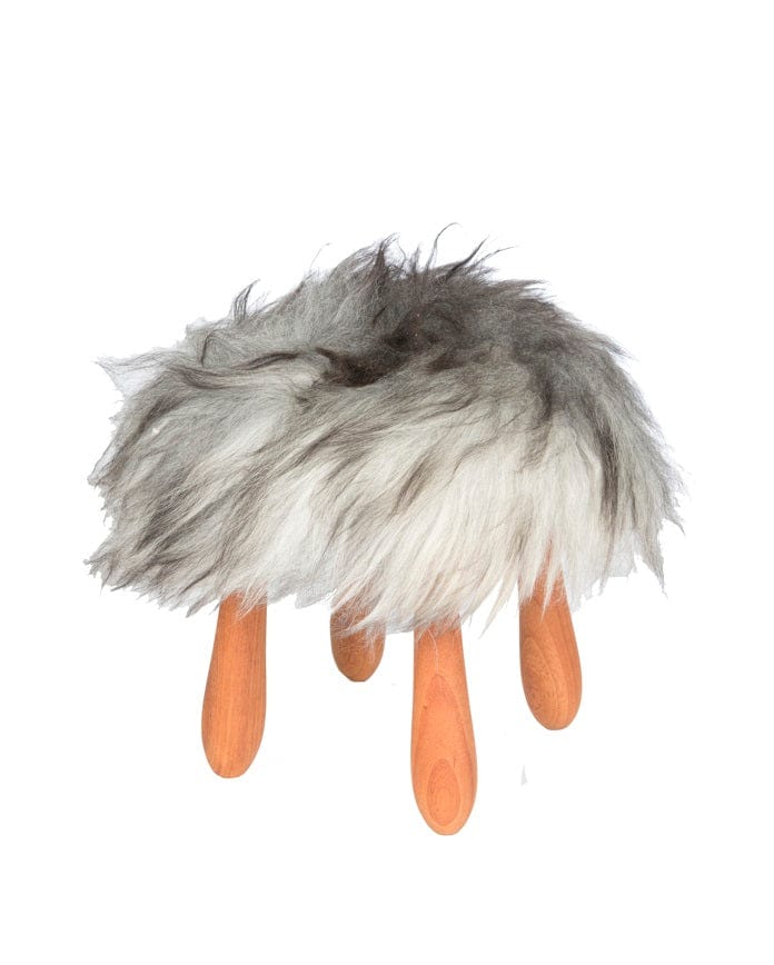 Fuzzy - Icelandic Moorit Brown sheepskin wool fur stool - The Icelandic Store