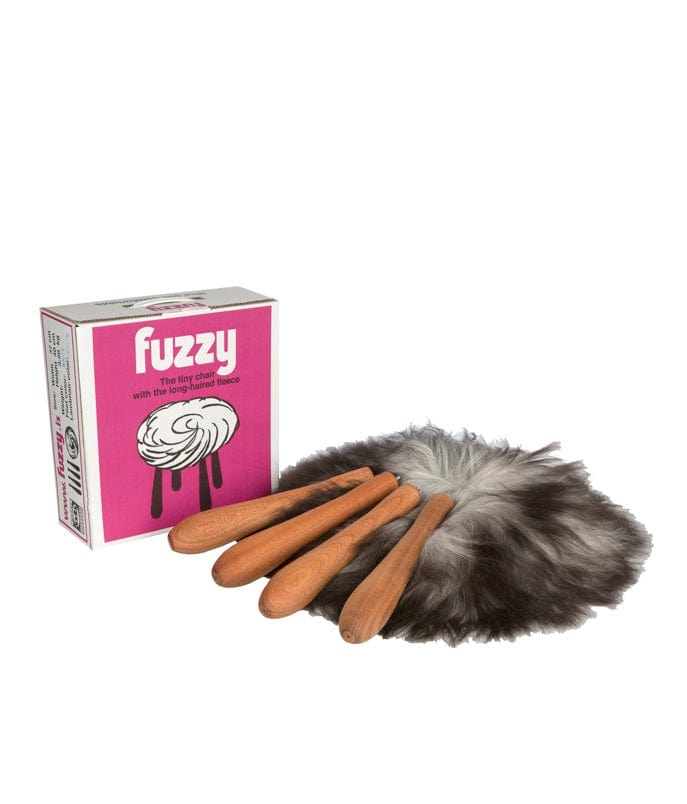 Fuzzy - Icelandic Grey sheepskin wool fur stool - The Icelandic Store