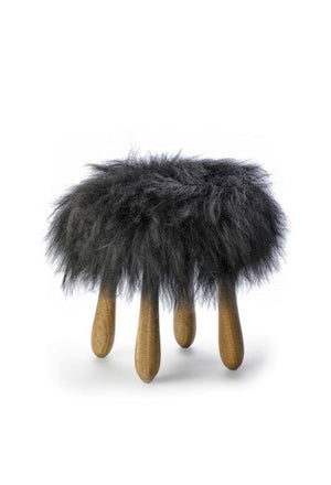 Fuzzy - Icelandic black sheepskin wool fur stool