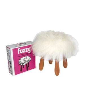 Fuzzy - Icelandic white sheepskin wool fur stool