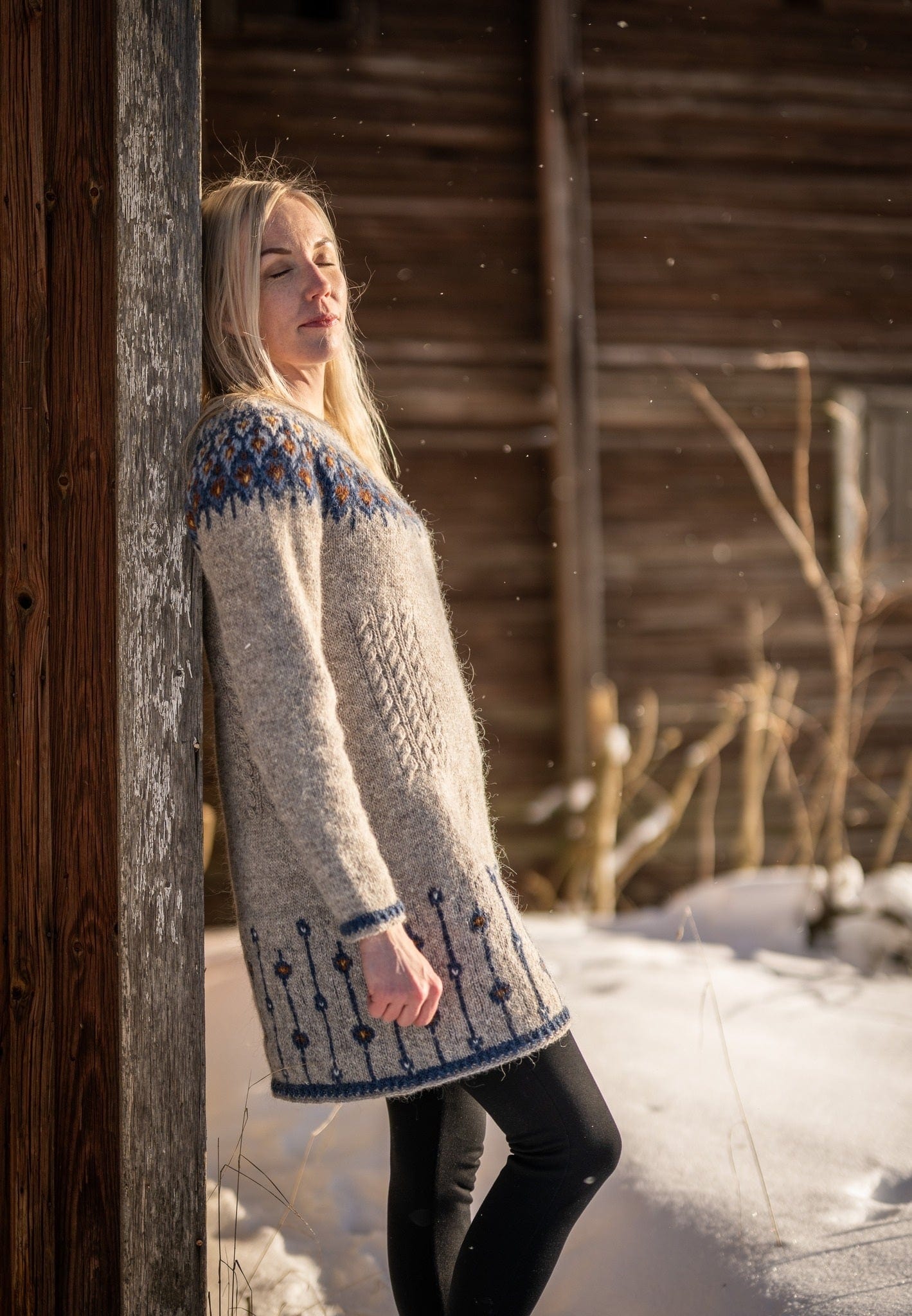 Gimsteinn Light Ash Lettlopi Long Sweater Dress - Knitting Kit - The Icelandic Store