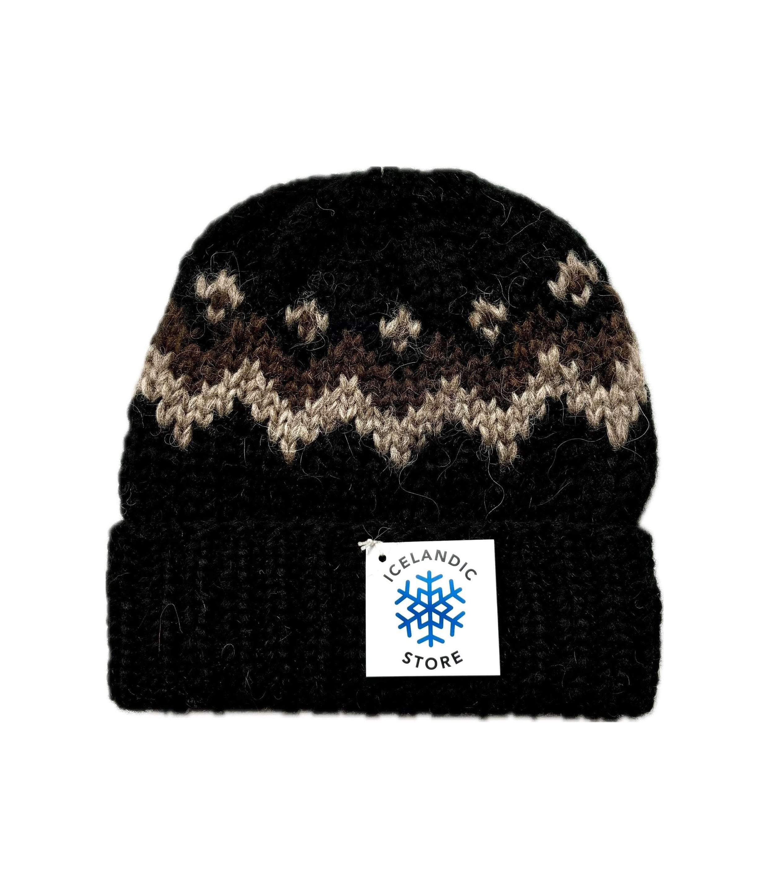 Handknit Wool Hat - Light Grey and White - The Icelandic Store