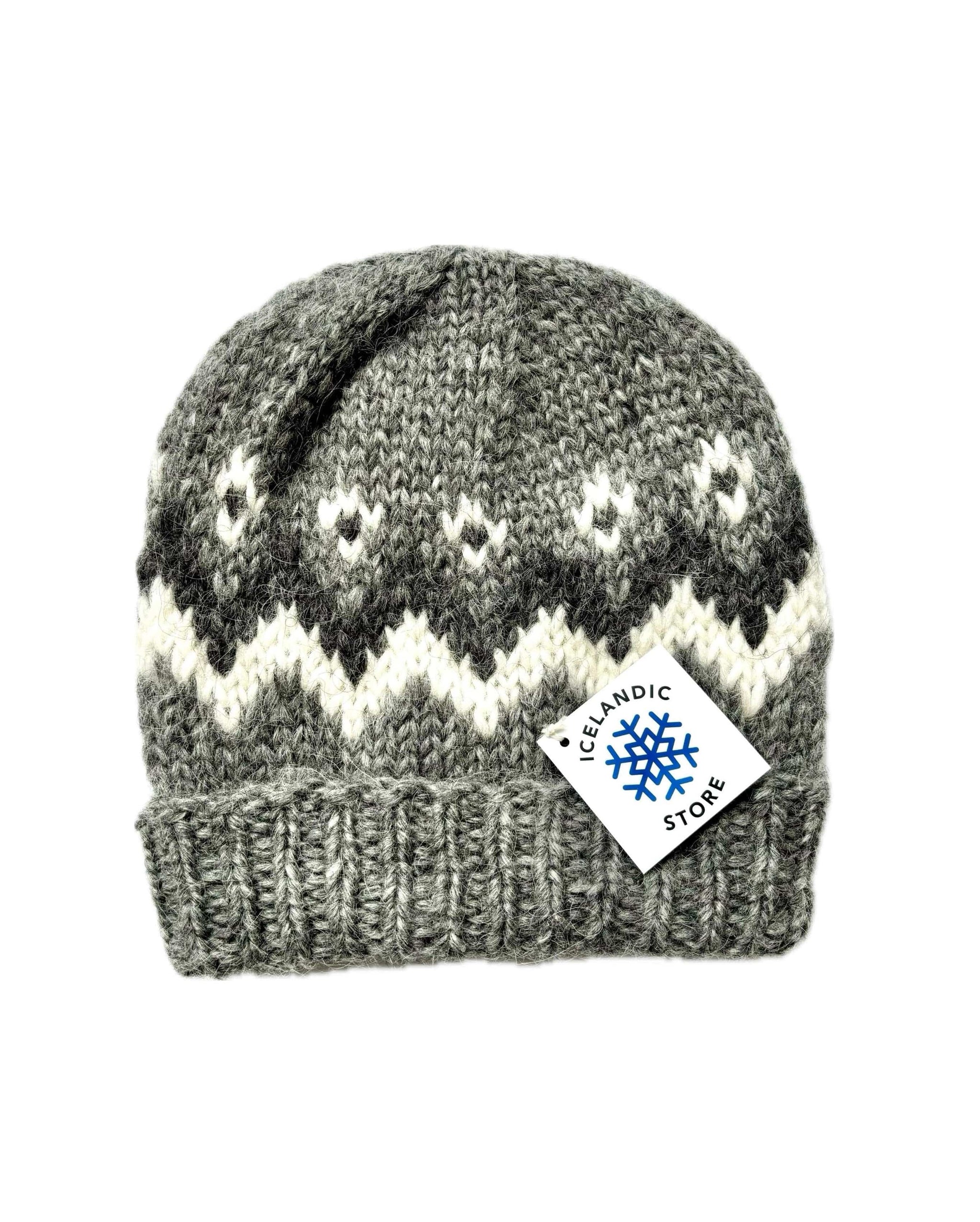 Winter Icelandic Wool Beanie For Women – 2-Ply Knitted Wool Hat With Fair Isle Pattern, Super Warm & Water Repellent