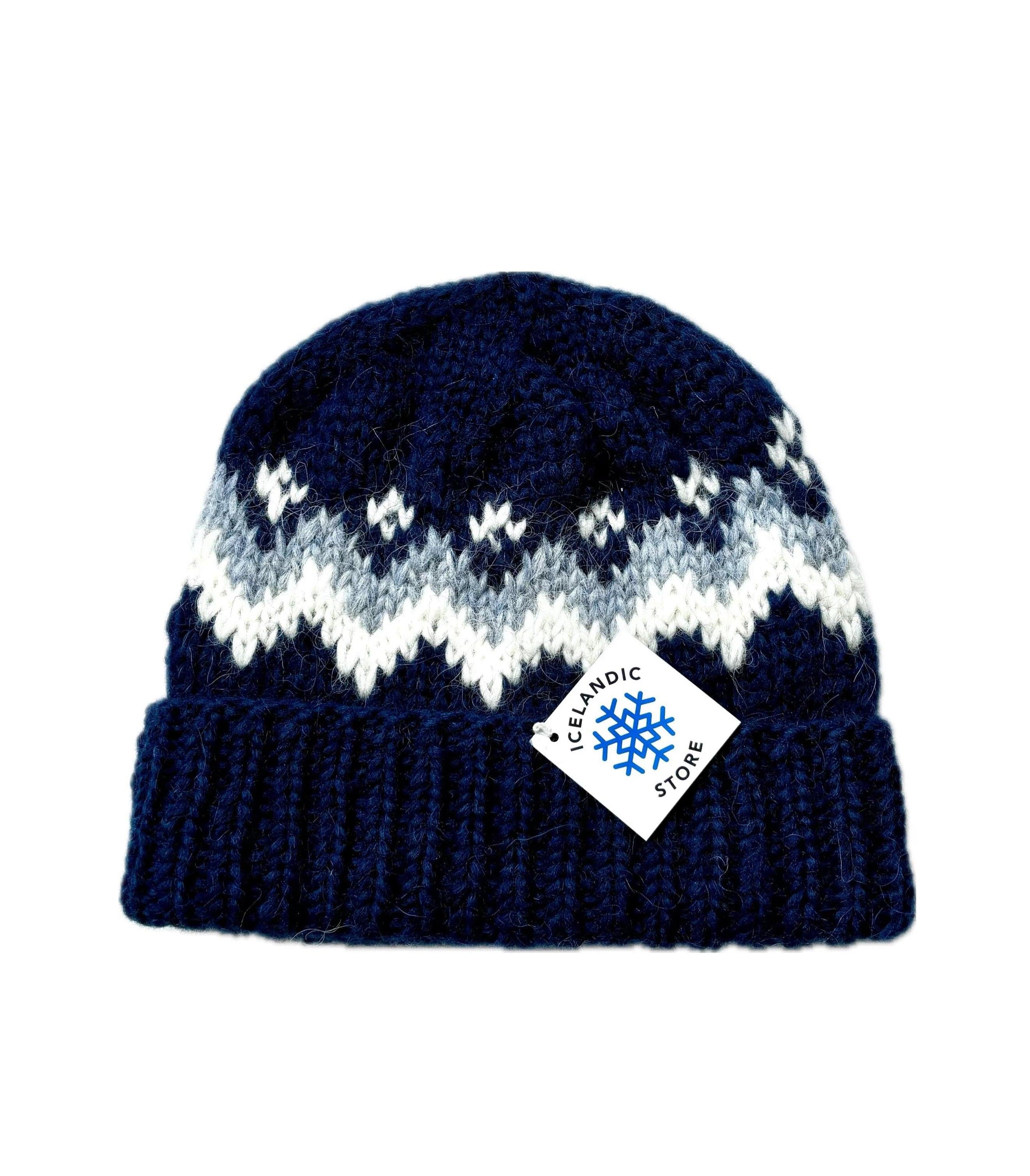 Handknitted Icelandic Wool Hat - Navy Blue - The Icelandic Store