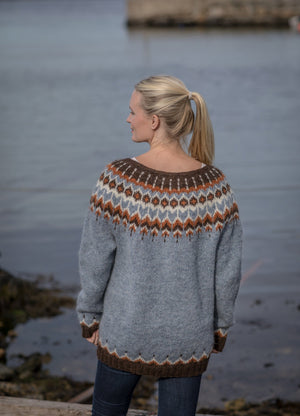 Hennie Icelandic Wool Cardigan Blue - Knitting Kit