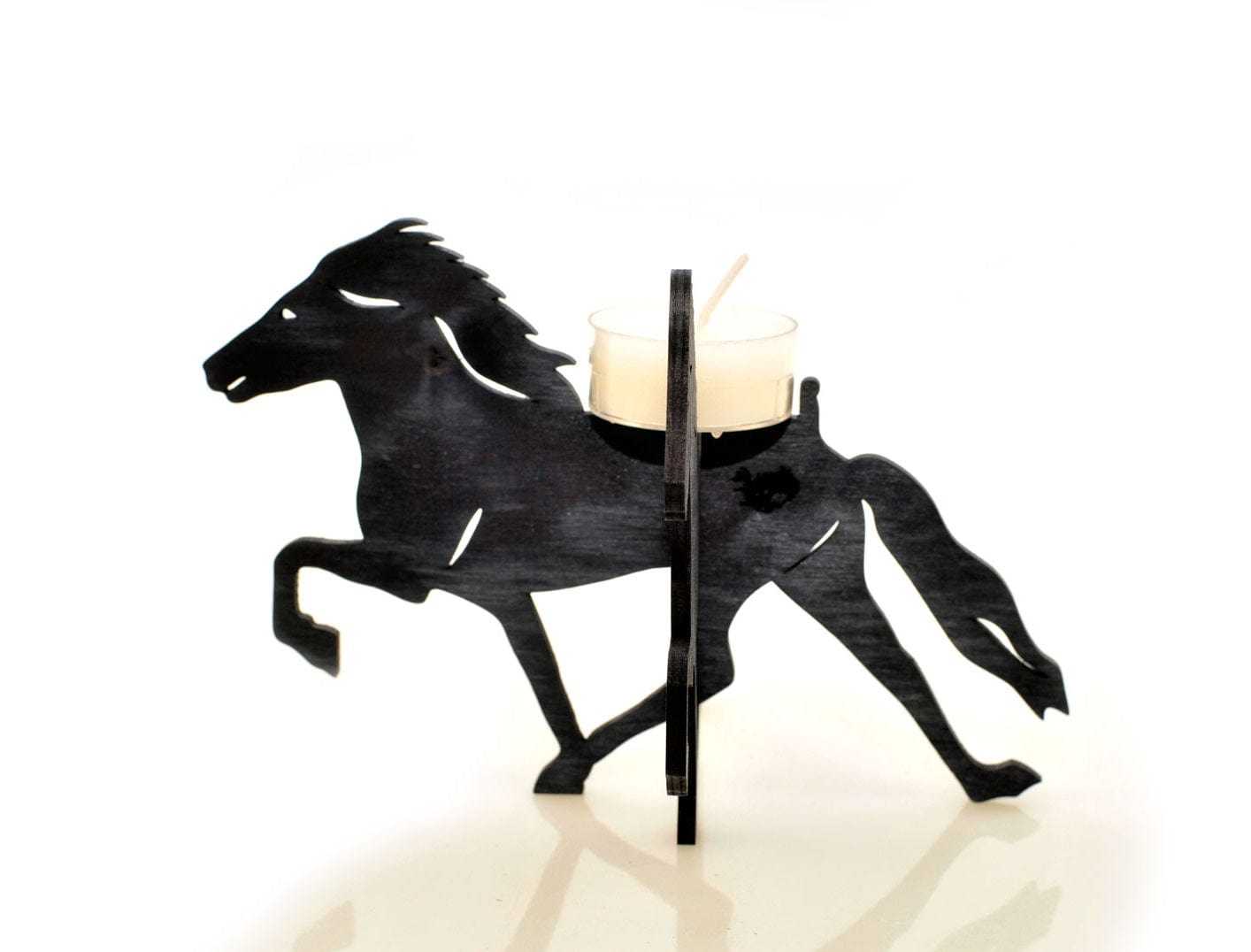 Icelandic Horse Shaped Plywood Candle Holder Laser Cut - The Icelandic Store