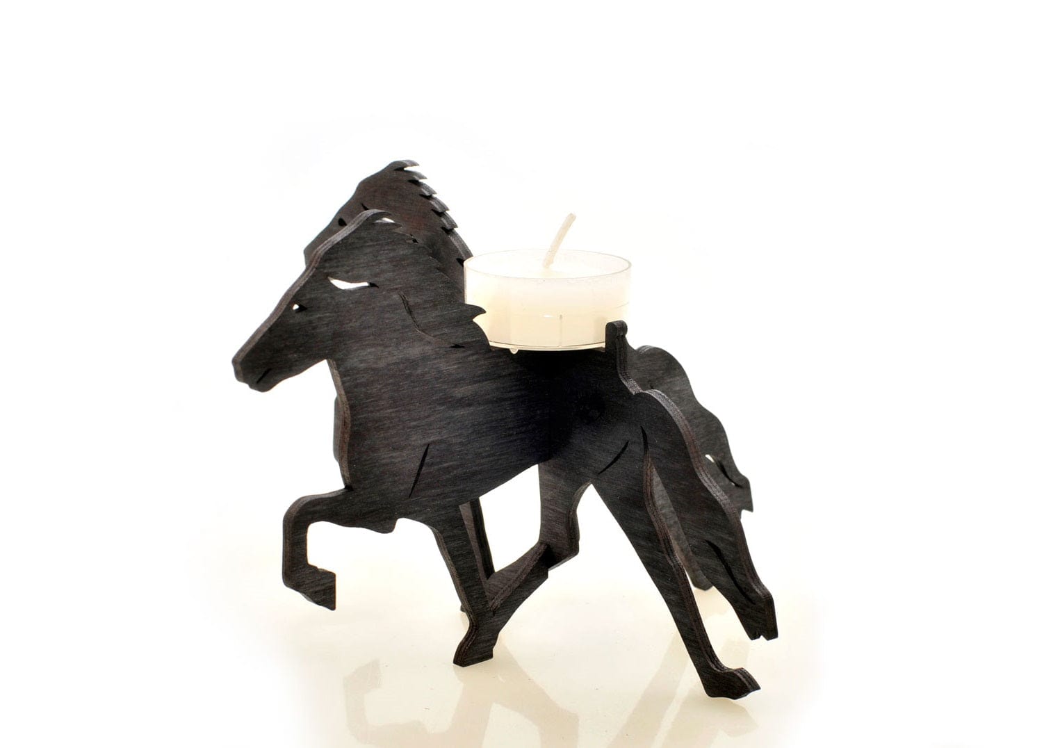Icelandic Horse Shaped Plywood Candle Holder Laser Cut - The Icelandic Store