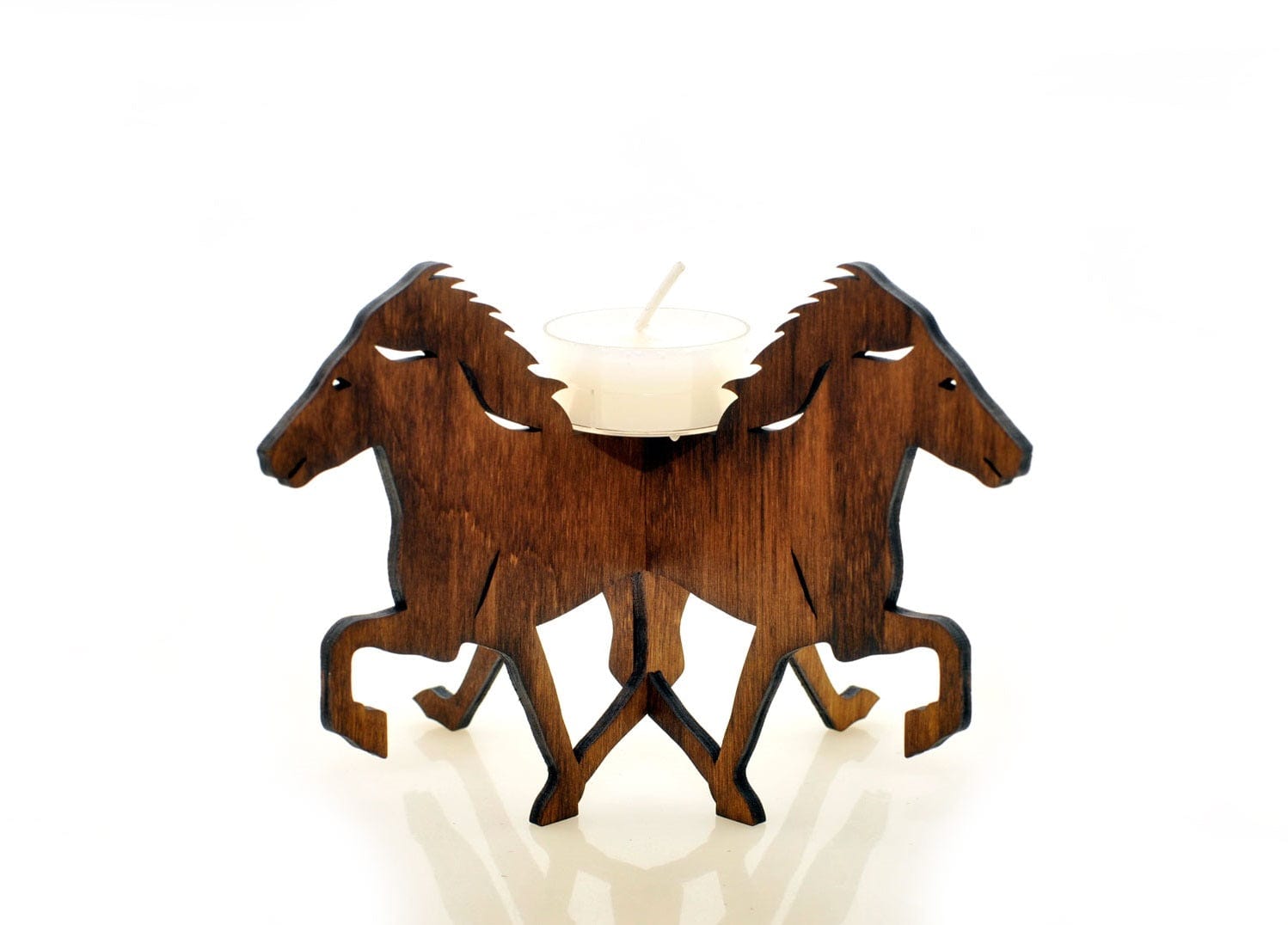 Icelandic Horse Shaped Plywood Candle Holder Laser Cut - The Icelandic Store