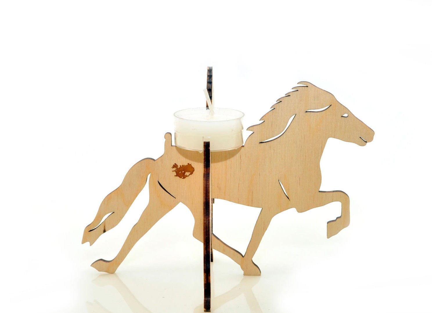 Icelandic Horse Shaped Plywood Candle Holder Laser Cut - The Icelandic Store