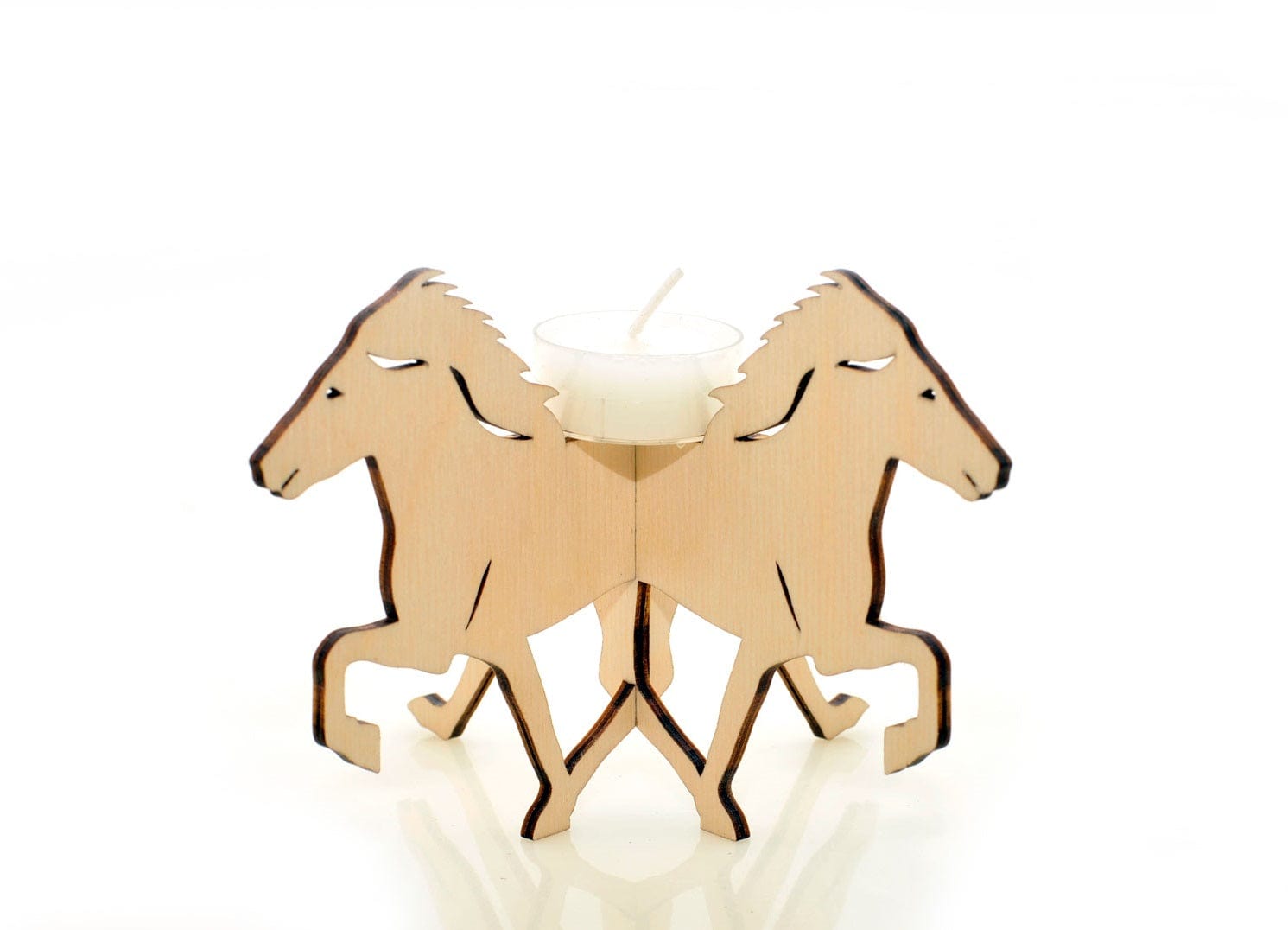 Icelandic Horse Shaped Plywood Candle Holder Laser Cut - The Icelandic Store