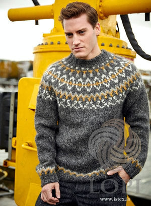 Hvammur Grey Icelandic wool sweater - Knitting kit