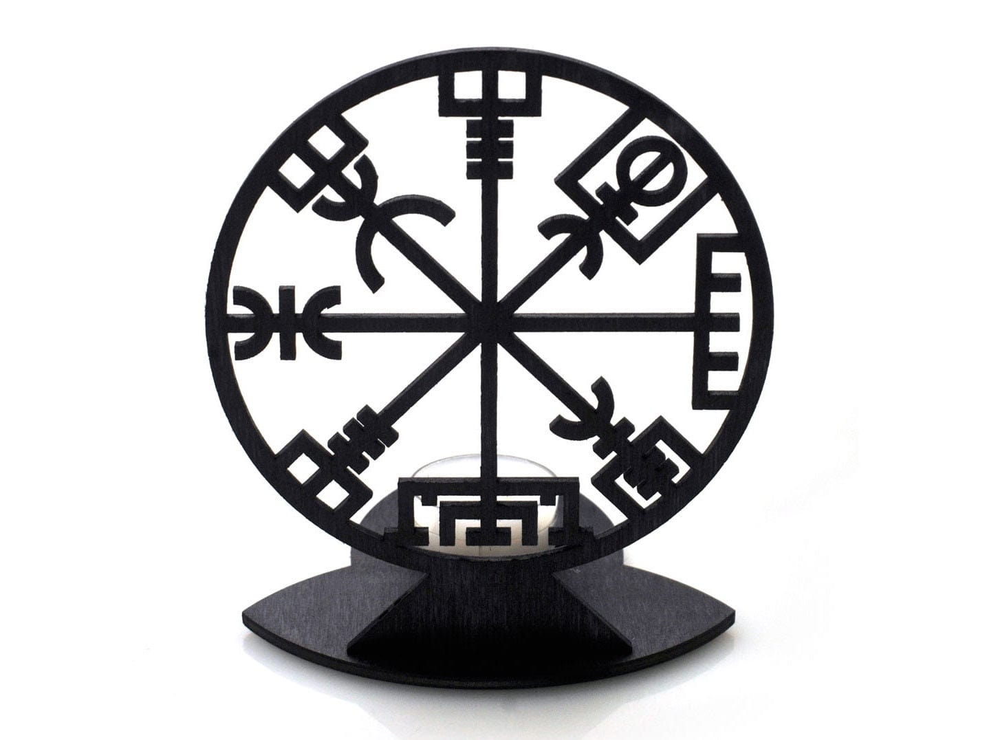 Vegvisir Plywood Candle Holder Laser Cut - The Icelandic Store