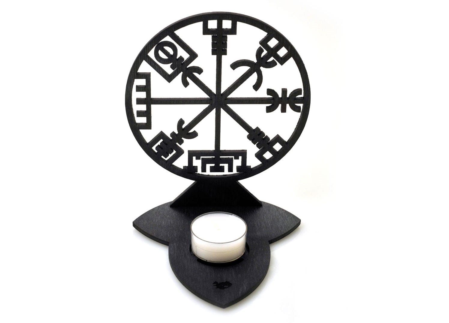 Vegvisir Plywood Candle Holder Laser Cut - The Icelandic Store