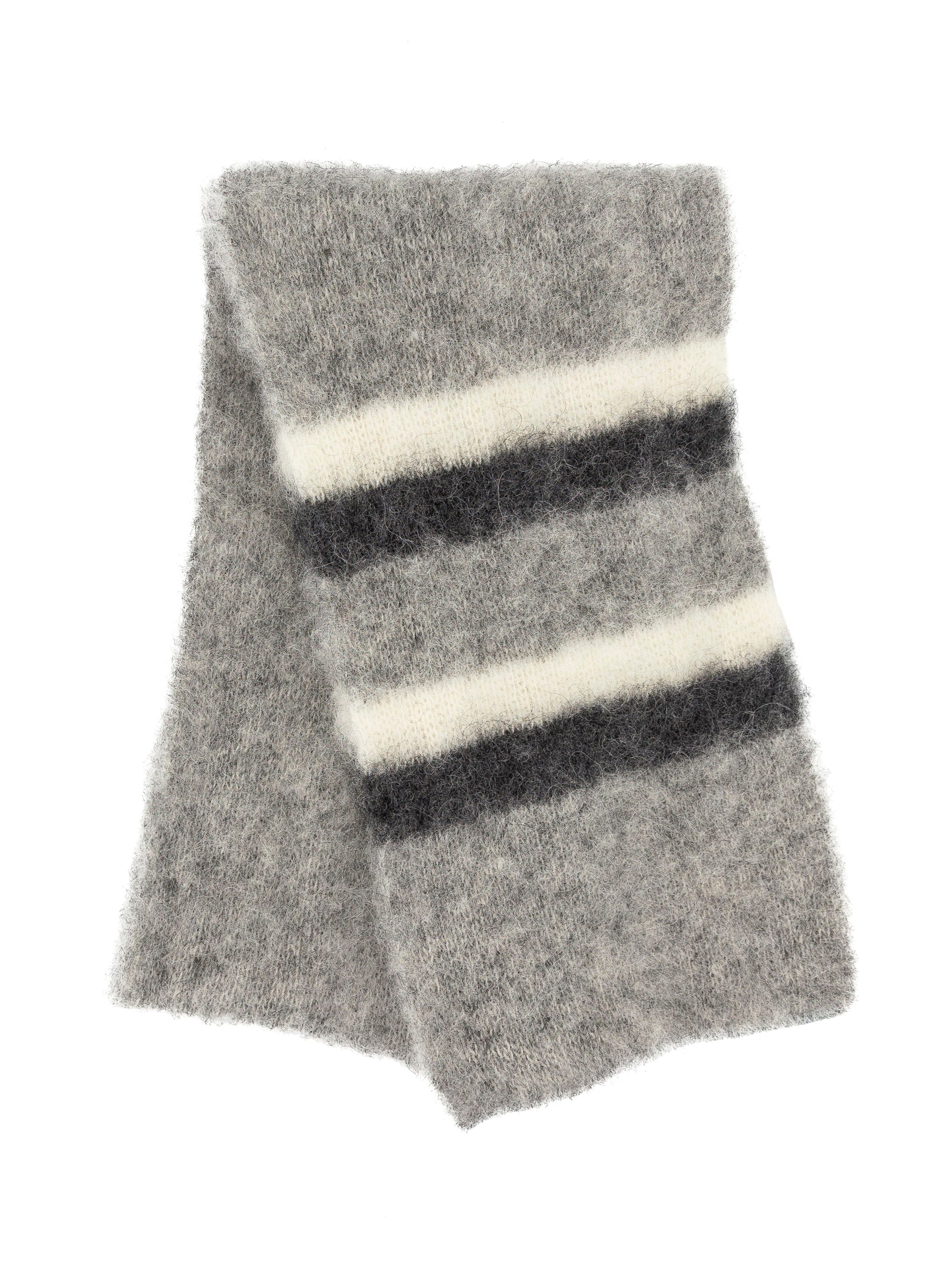 Brushed Icelandic Wool Mittens - Light Grey / White / Black - The Icelandic Store